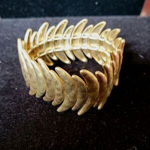 Gold Stretch Cuff Bracelet. Fashion Jewelry Statement Jewelry.